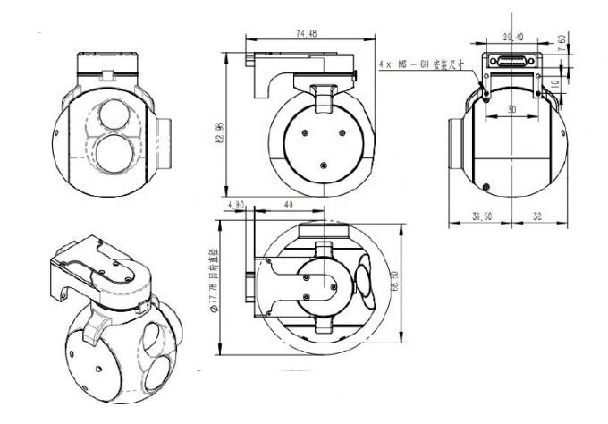 UAV Electro Optical Gimbal Thermal Camera Micro Pod Dimensionsion Accuracy 77×78×83 Mm