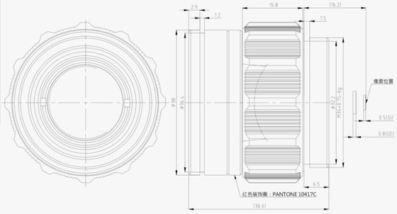 FWD-19-01 19 mm LWIR Zoom motorisé avec une longueur d'onde de 8 à 14 μm et une température de fonctionnement de -40 °C à +80 °C pour l'imagerie thermique 256 × 192 @ 12 μm