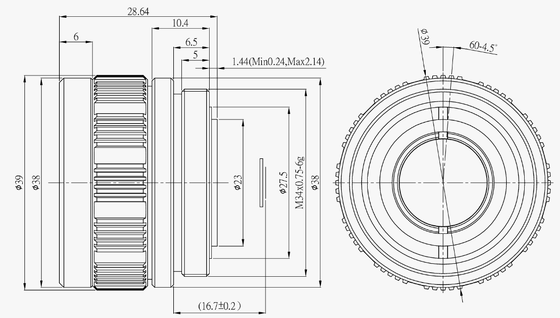 FWD-19-02 19mm F1.0 LWIR Zoom à moteur avec une longueur d'onde de 8 à 12 μm et une température de fonctionnement de -40 °C à +80 °C pour un capteur de 384 × 288 @ 12 μm