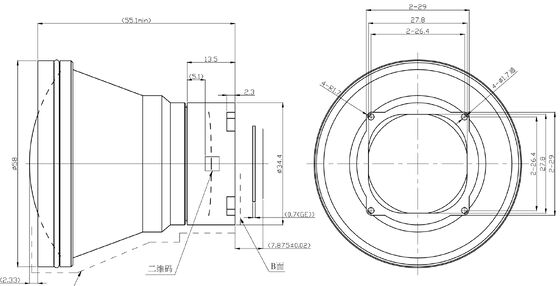 Objectif à zoom motorisé FWD-55 55 mm F1.1 1280 × 1024 @ 12 μm LWIR — Série Chalcogénure pour l'imagerie thermique